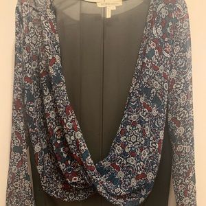 BCBG sheer wrap top